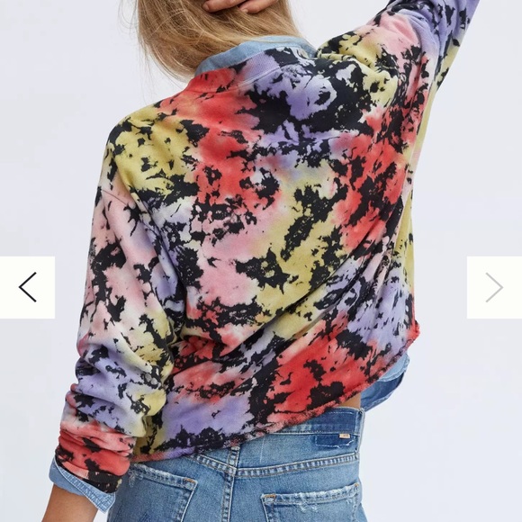 Anthropologie Let Luv Zoe Rainbow Tie Dye Cropped Crewneck Pullover Sweatshirt - Picture 3 of 7